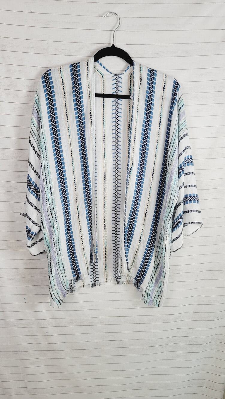 MICHAEL STARS LAKEFRONT STRIPED KIMONO, ONE SIZE FITS MOST
